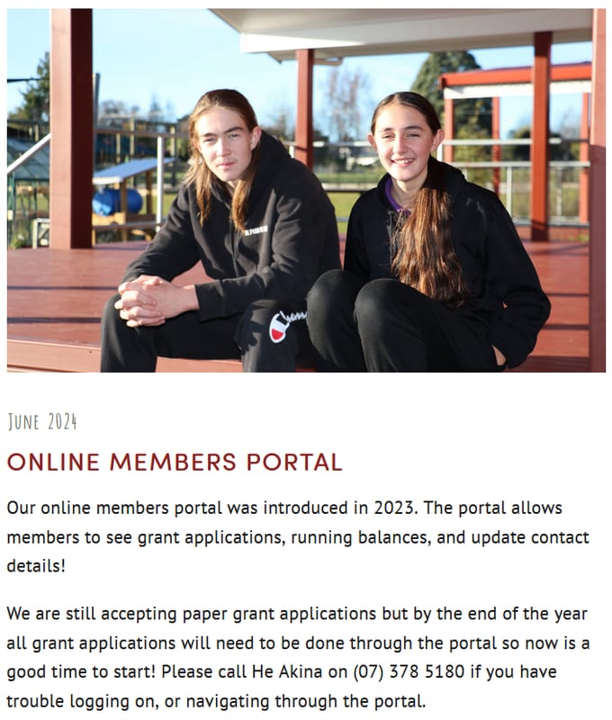 Te Pae o Waimihia online members portal